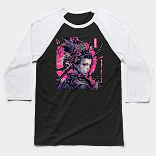 Samurai Girl Pink Asian Warrior Baseball T-Shirt